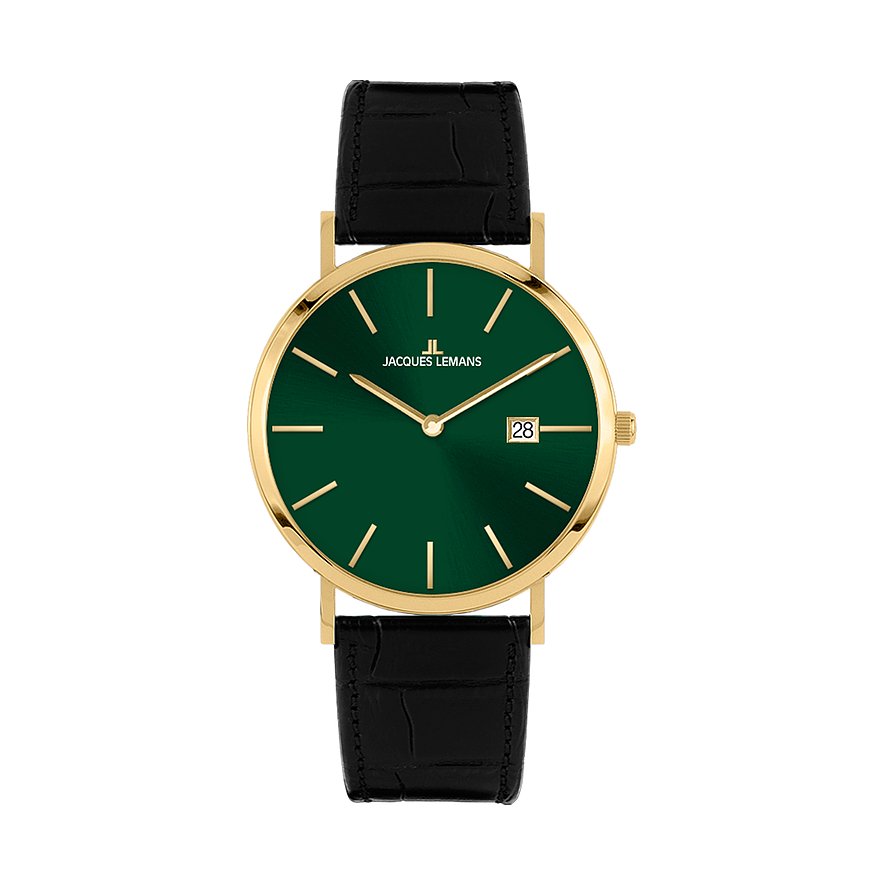 Jacques Lemans Unisexuhr Nizza 1-2171.2F, Unisex, Edelstahl, Armband: Leder, Quarz, analog