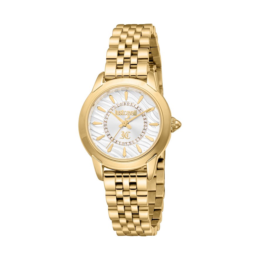 Just Cavalli Damenuhr Animalier JC1L333M0025, Kristall, synthetisch, Damen, Metall, Armband: Edelstahl, Quarz, analog