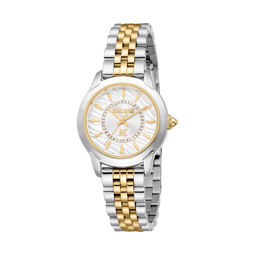 Just Cavalli Damenuhr Animalier JC1L333M0055, Kristall, synthetisch, Damen, Metall, Armband: Edelstahl, Quarz, analog