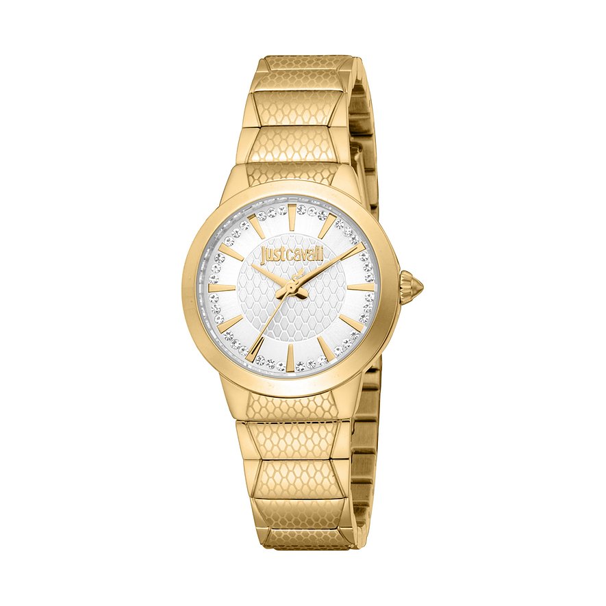 Just Cavalli Damenuhr Animalier JC1L335M0025, Kristall, synthetisch, Damen, Edelstahl, Armband: Edelstahl, Quarz, analog