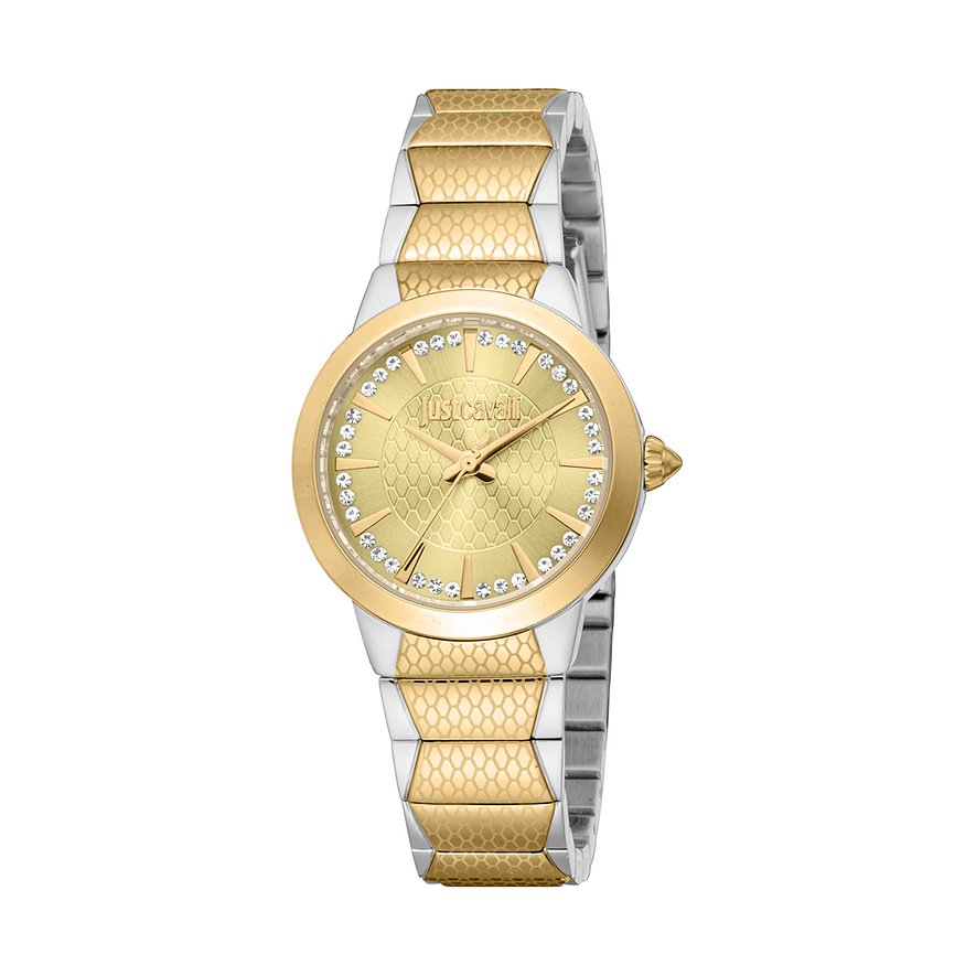 Just Cavalli Damenuhr Animalier JC1L335M0045Kristall, synthetisch, Damen, Edelstahl, Armband: Edelstahl, Quarz, analog