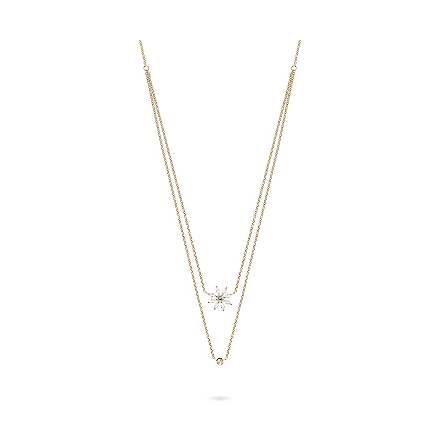 JETTE Kette DAISIES GARDEN, Zirkonia, Damen, 925er Silber, recycelt, gelbgold