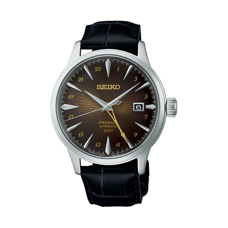 Seiko Herrenuhr Cocktail Time SSK039J1, Herren, Edelstahl, Armband: Leder, Automatik, analog