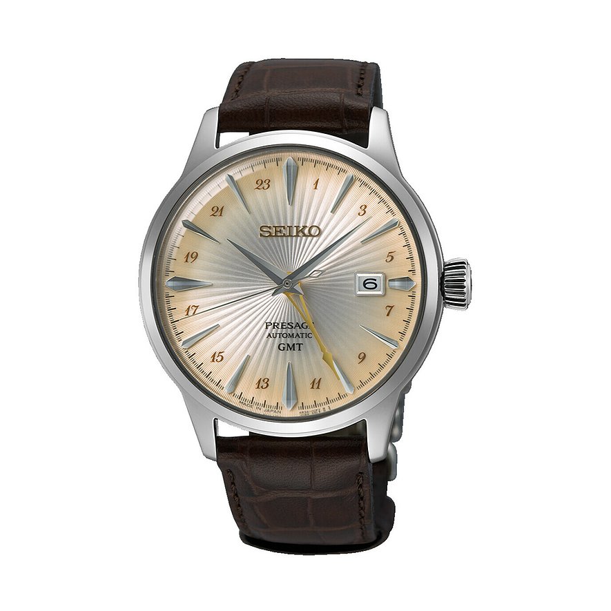 Seiko Herrenuhr Cocktail Time SSK041J1, Herren, Edelstahl, Armband: Leder, Automatik, analog