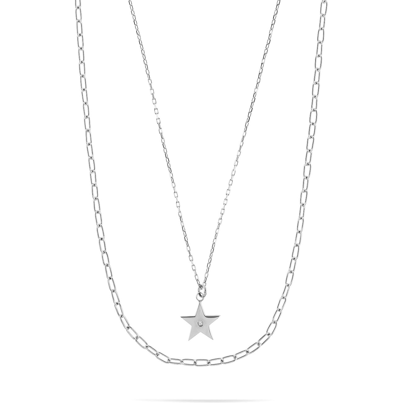 FAVS Halsschmuck aus 925er Silber mit Zirkonia und Sternanhänger.