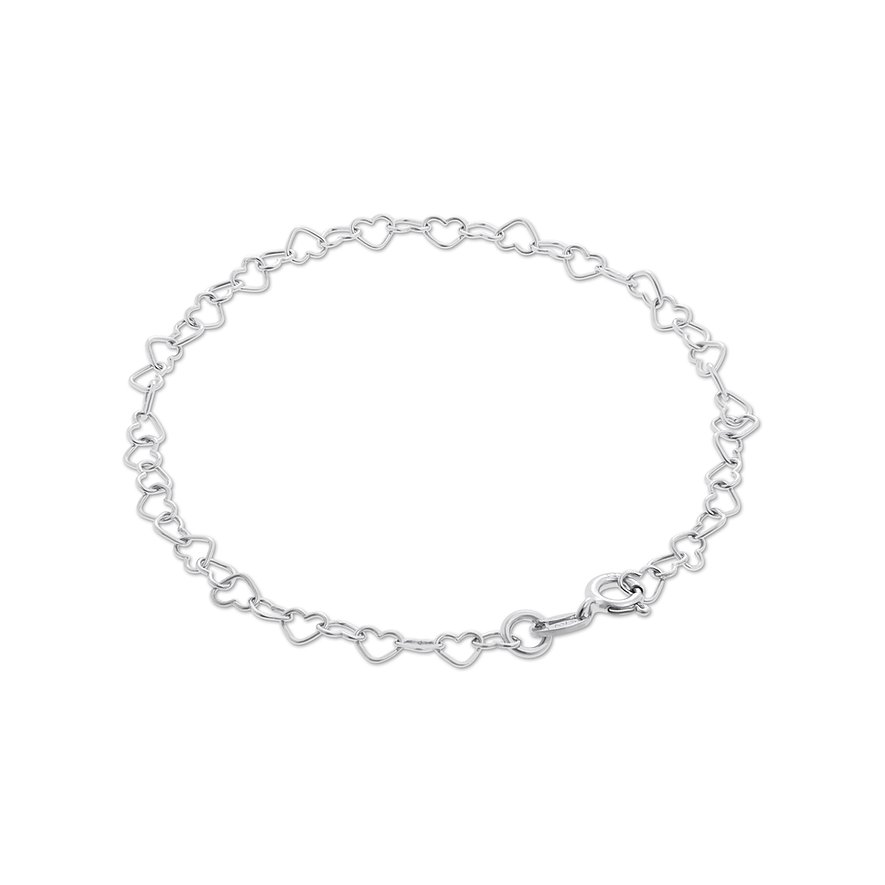FAVS Armband aus 925er recyceltem Silber mit Herz-Gliedern.