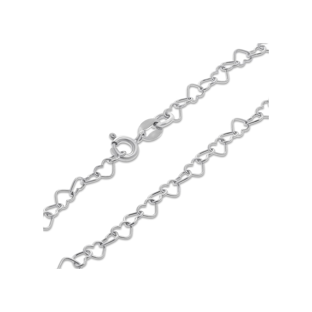 FAVS Armband aus 925er recyceltem Silber mit Herz-Gliedern und Karabinerverschluss.