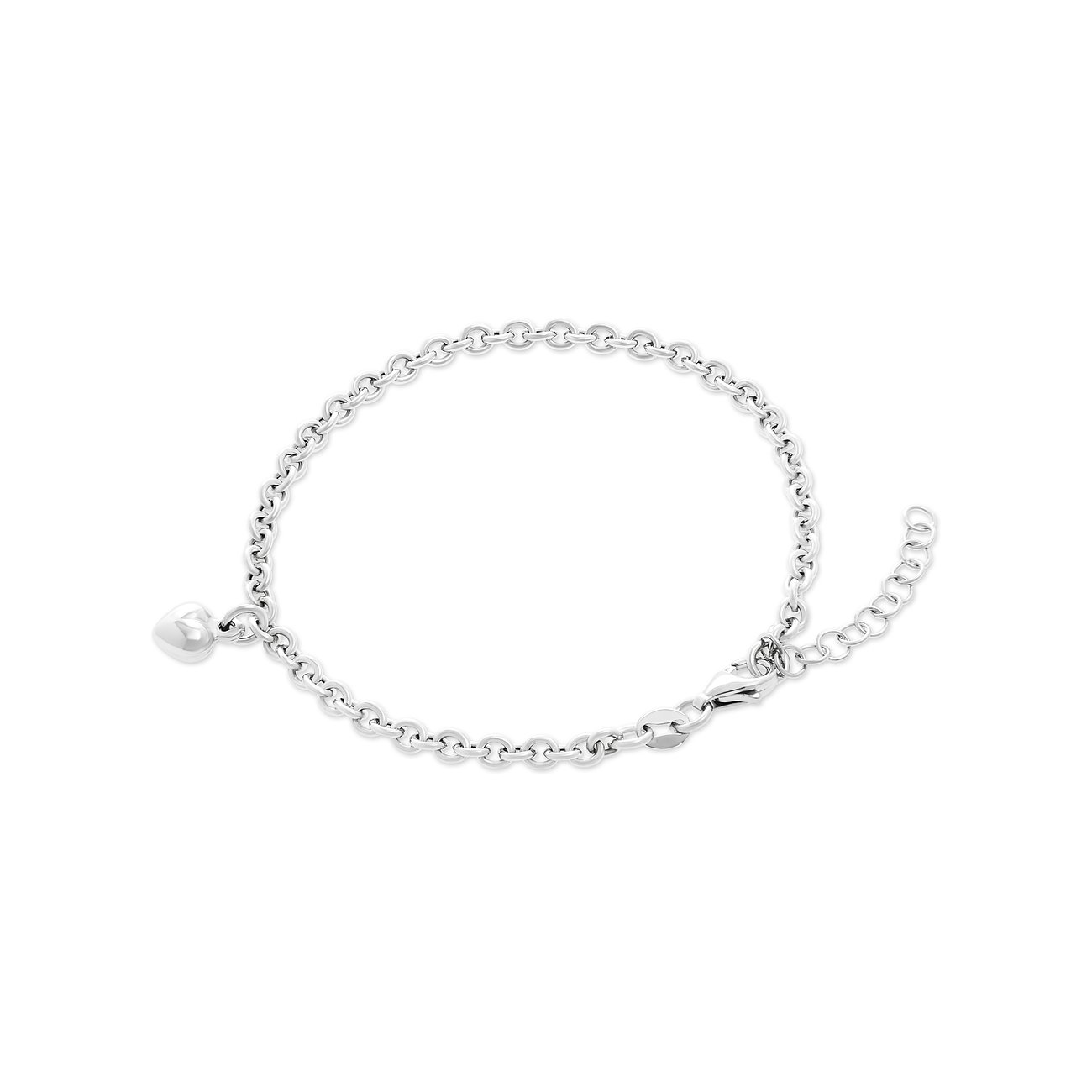 FAVS Armband aus 925er Silber, Gliederkette mit Herz-Anhänger.