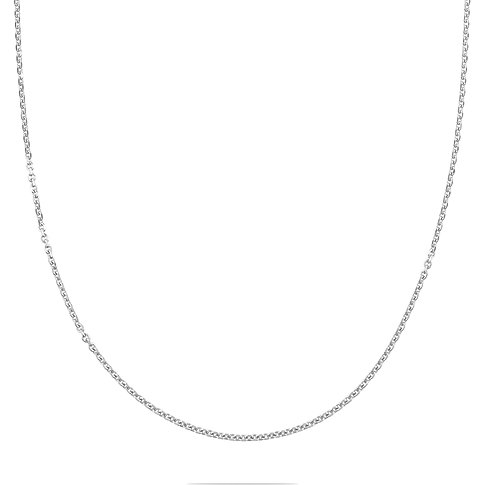 FAVS halsband i återvunnet 925 sterlingsilver. Den fina silverfärgade kedjan hänger lätt böjd mot en vit bakgrund.