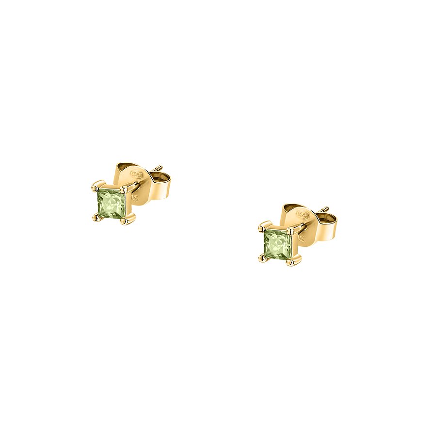 ESPRIT Ohrstecker SQUARE COLORS, Zirkon, synthetisch, Damen, 925er Silber, Farbstein, gelbgold