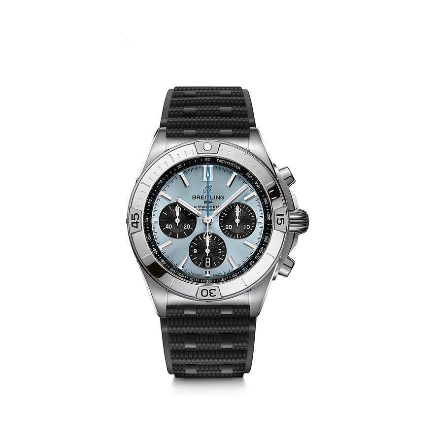 Breitling Chronograph Chronomat B01 42mm PB0134101C1S2, Herren, Edelstahl, Platin, Armband: Kautschuk, Automatik, analog
