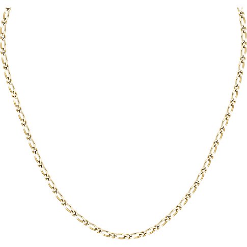 Halsschmuck aus 375er Gelbgold mit ovalen figaroförmigen Gliedern auf einem weißen Hintergrund