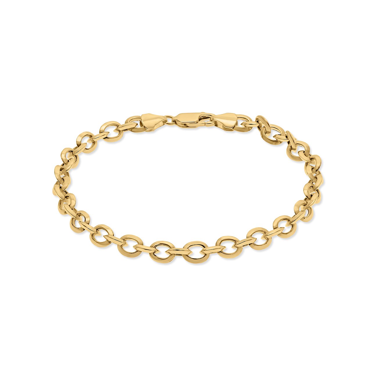 CHRIST Armschmuck aus 585 Gelbgold, eine Ankerkette mit runden, ineinandergreifenden Gliedern und Karabinerverschluss.