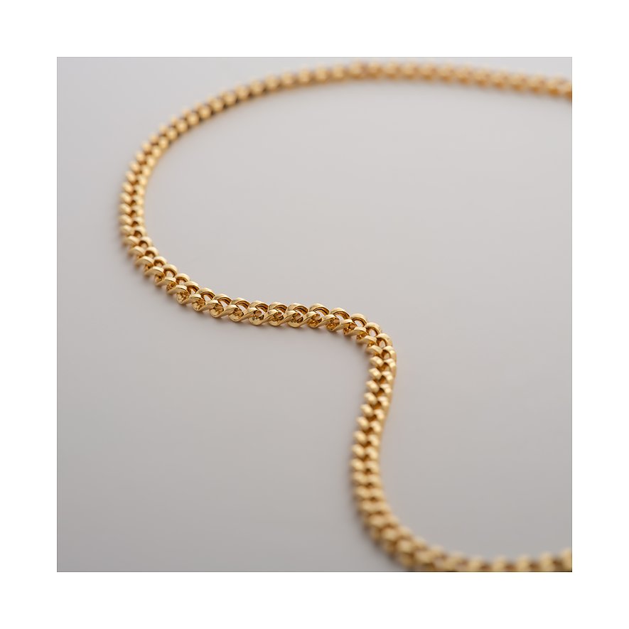Ein CHRIST Halsschmuck aus glänzendem 585er Gelbgold mit feinen, dicht miteinander verbundenen Gliedern.