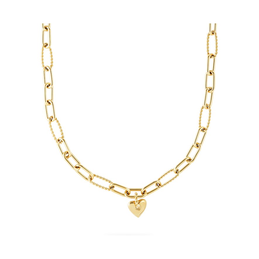 GMK Collection Halskette aus Edelstahl mit Herz-Anhänger und Gliederketten.