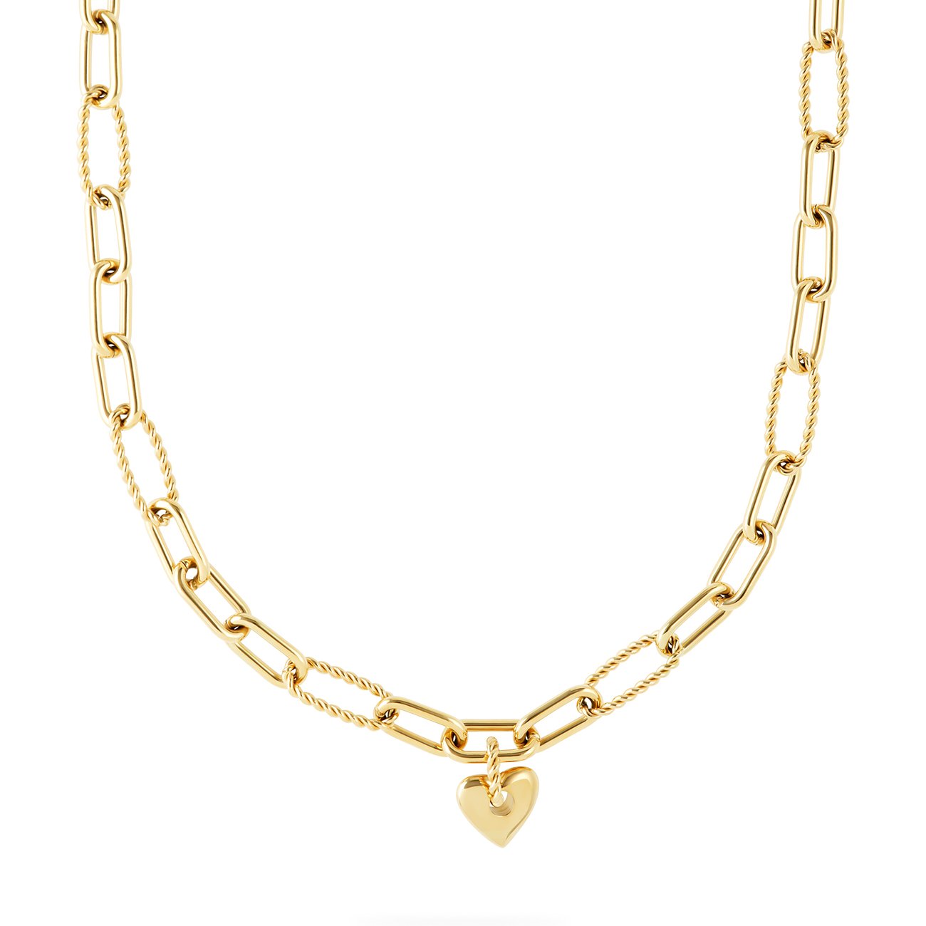 GMK Collection Halskette aus Edelstahl mit Herz-Anhänger und Gliederketten.
