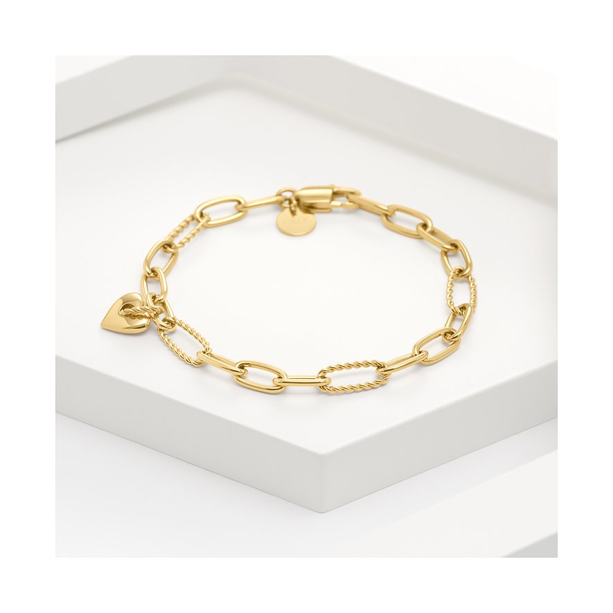 GMK Collection Armband aus Edelstahl mit Herz-Anhänger und Gliederkette.