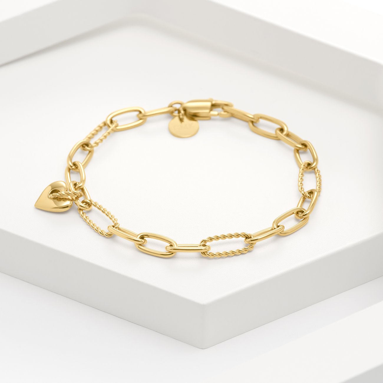 GMK Collection Armband aus Edelstahl mit Herz-Anhänger und Gliederkette.