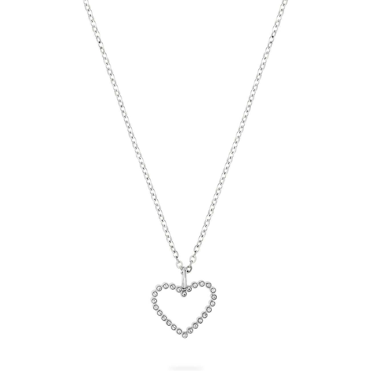 Collana Guido Maria Kretschmer in acciaio inossidabile opaco con ciondolo a cuore decorato con cristalli scintillanti.