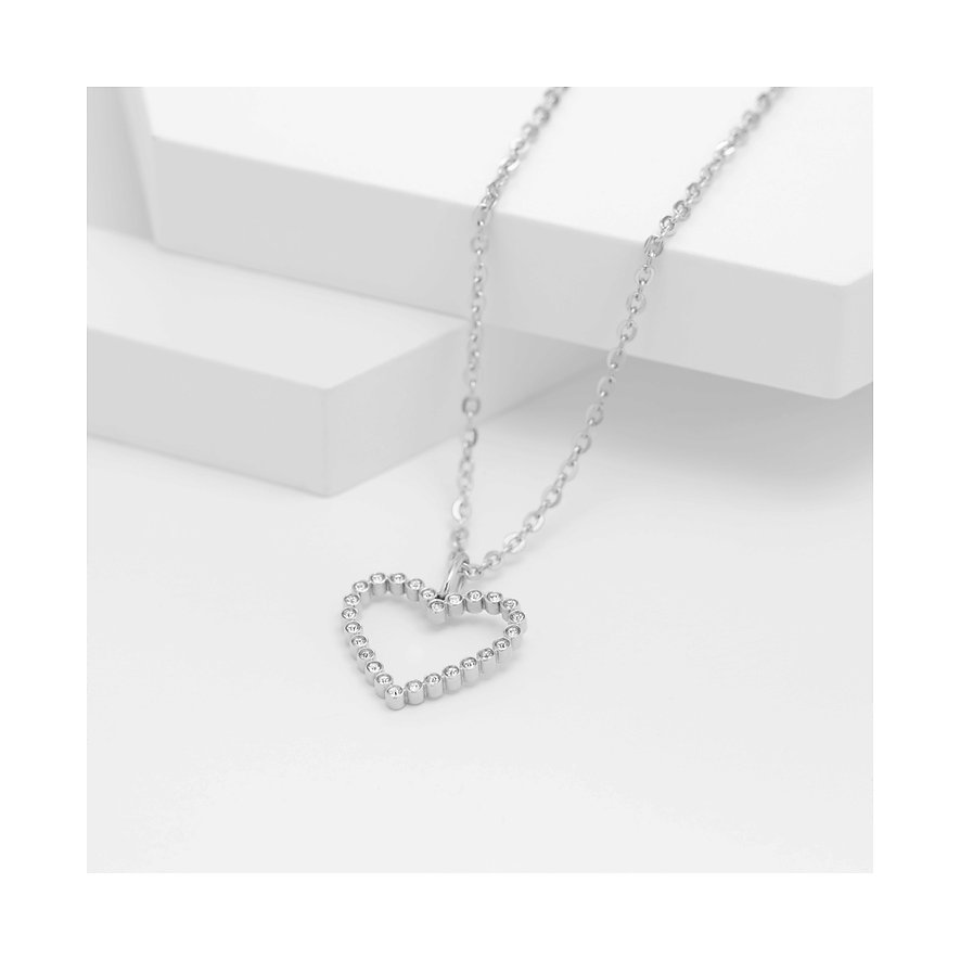 Collana Guido Maria Kretschmer in acciaio inossidabile con ciondolo a cuore, impreziosito da cristalli scintillanti.