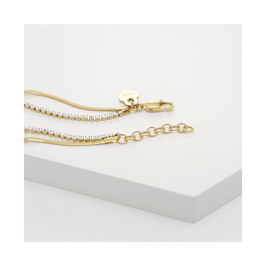GMK Collection Armband aus Edelstahl mit weißen Zirkonen und Herz-Anhänger.