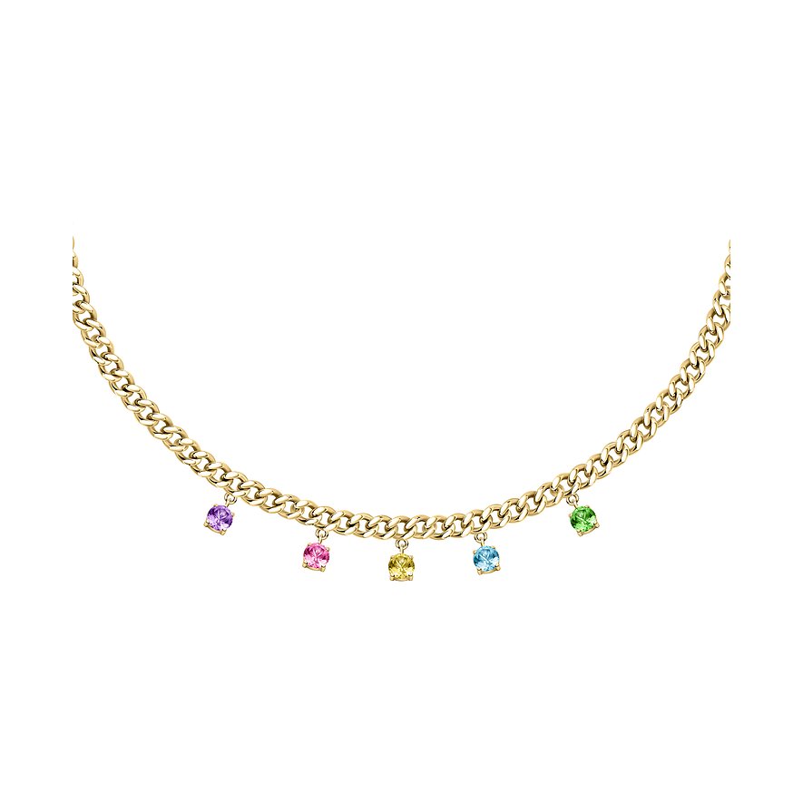 FAVS Kette , Zirkonia, Damen, Edelstahl, gelbgold