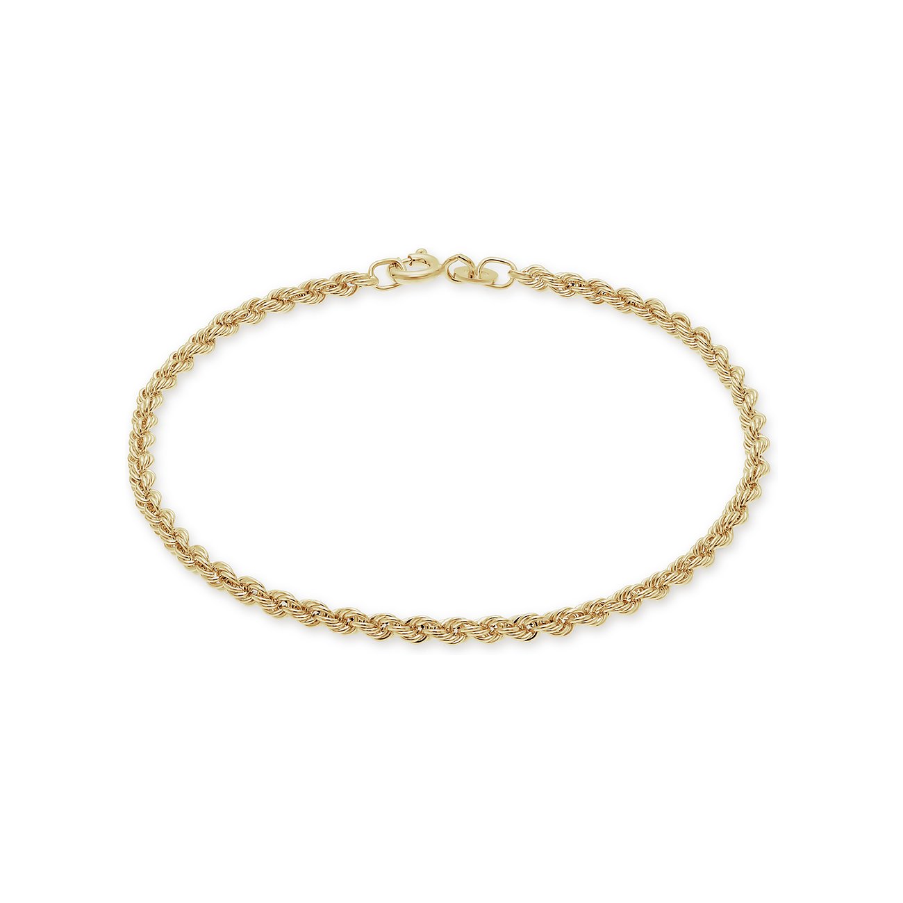 Ein gelbgoldenes Fünfhundertfünfundachtzig CHRIST Seilarmband ist freigestellt dargestellt.