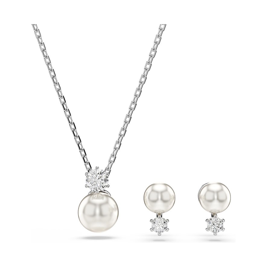 Swarovski Schmuck-Set Matrix, Swarovski-Kristall, Damen, Metall, weiß