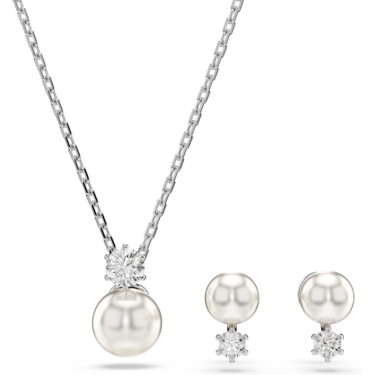 Swarovski Schmuckset aus Metall mit Kristallen und Perlen.