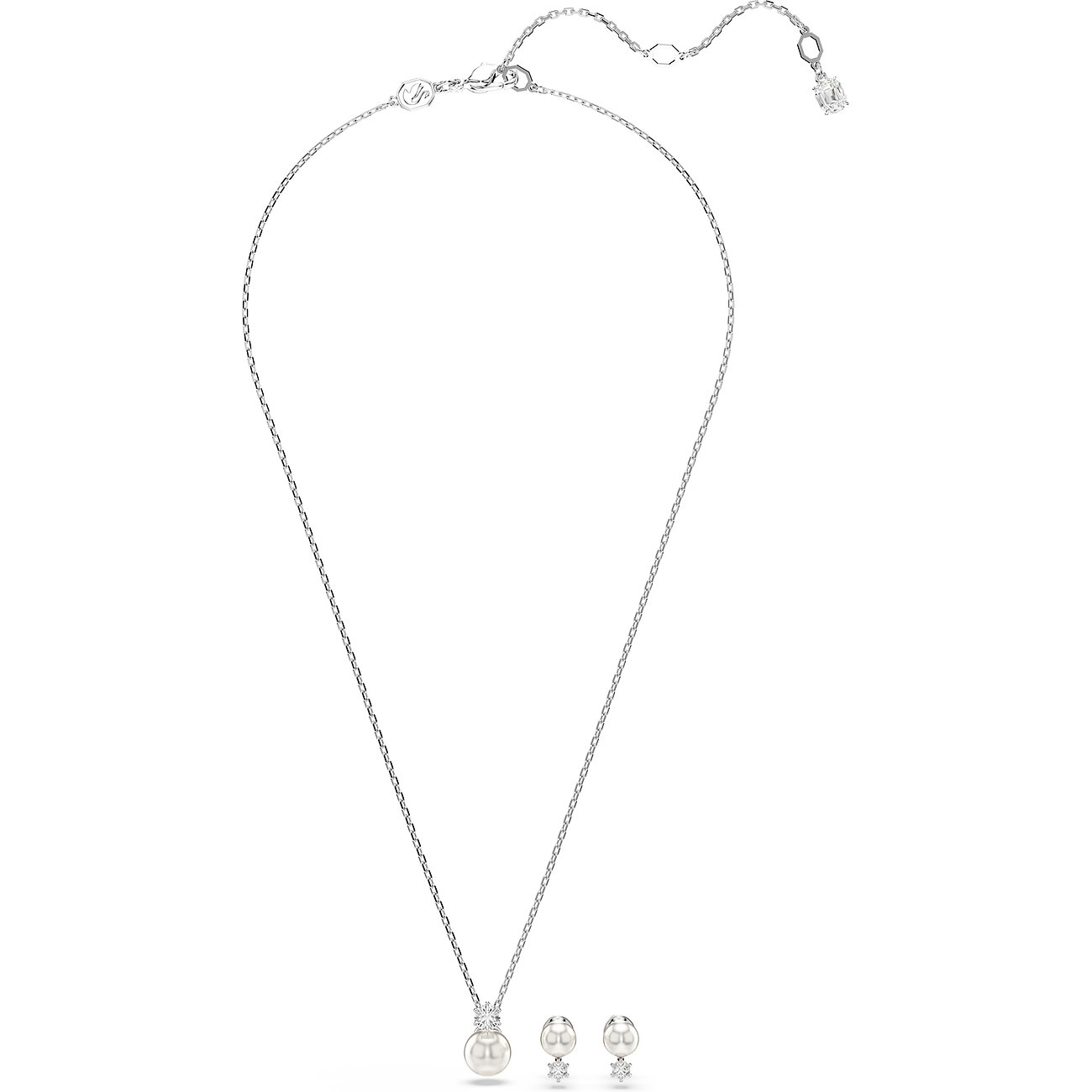 Swarovski Schmuckset mit Perlenanhänger, Kristallen und Ohrsteckern.