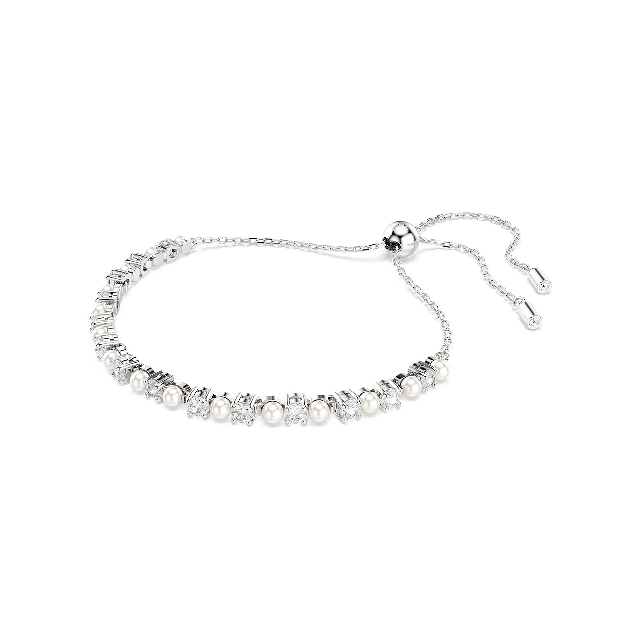 Swarovski Armband aus rhodiniertem Metall mit Kristallen und Perlen.