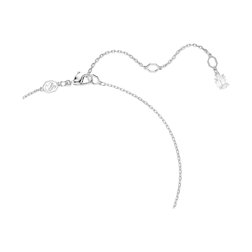 Swarovski Halskette aus rhodiniertem Metall mit einem ovalen Kristall.