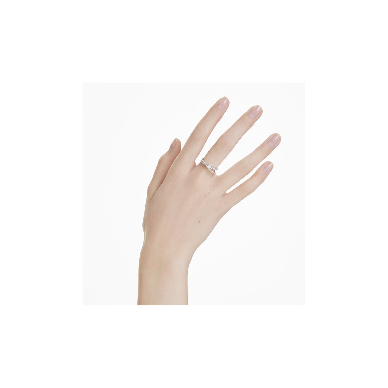 Swarovski ring van metaal met witte kristallen.