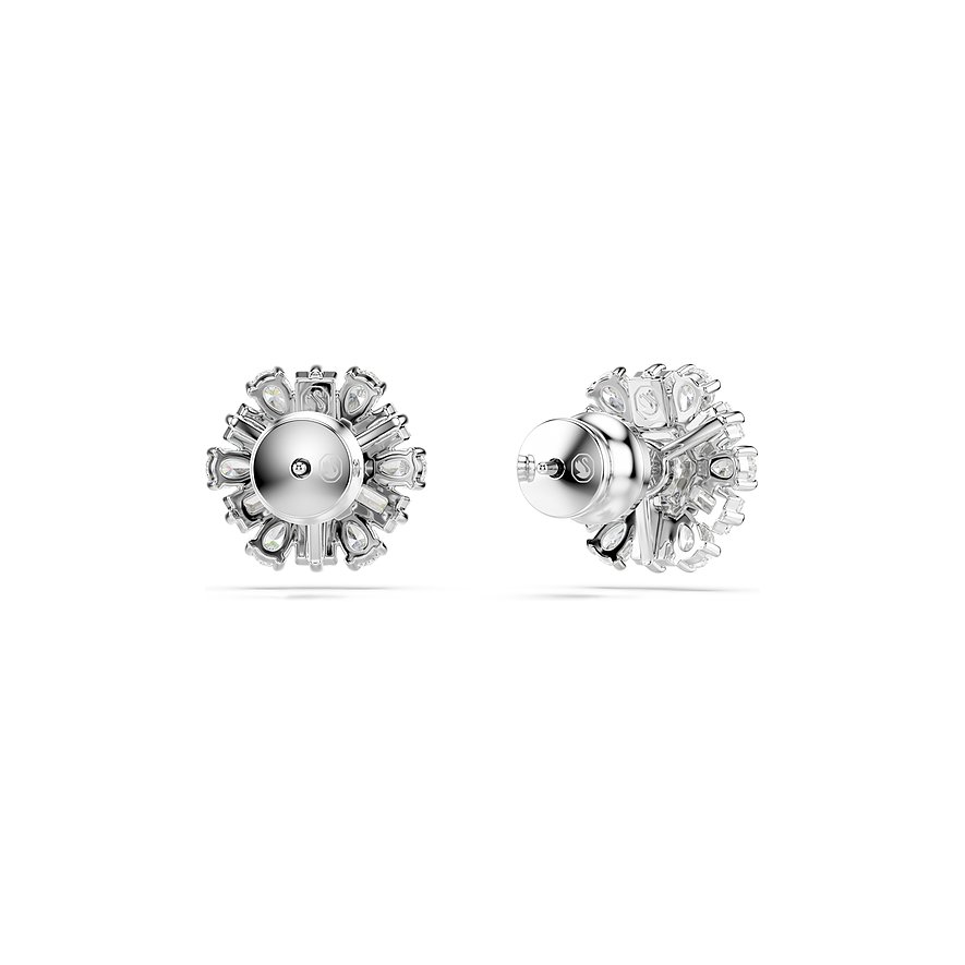 Swarovski oorstekers van metaal met kristallen, bloemig.