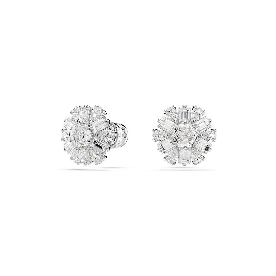 Swarovski oorstekers van metaal met kristallen, bloemig.