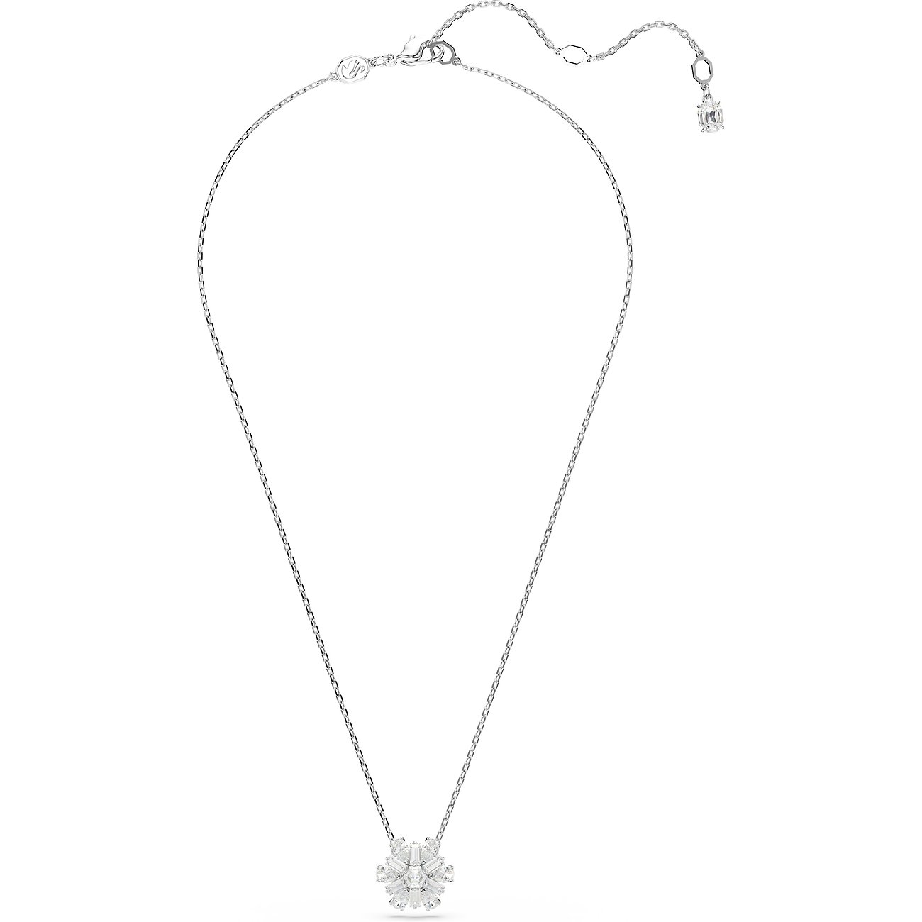 Swarovski Kette aus rhodiniertem Metall mit Kristallen in Blumenform.