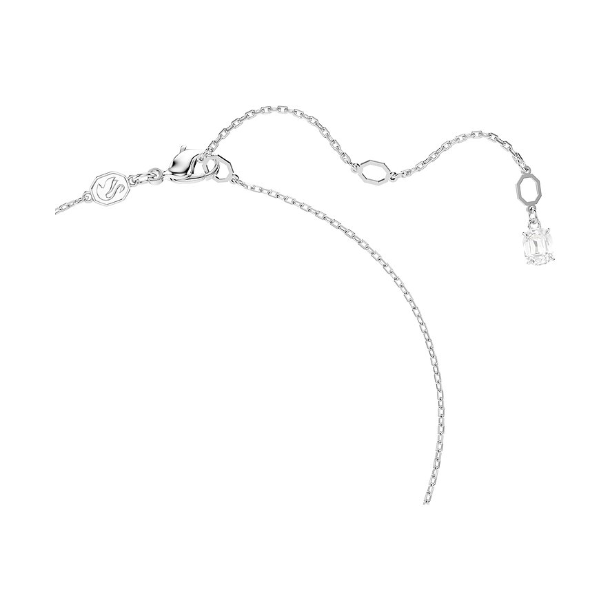 Swarovski Collier aus rhodiniertem Metall mit einem rechteckigen Swarovski-Kristall.