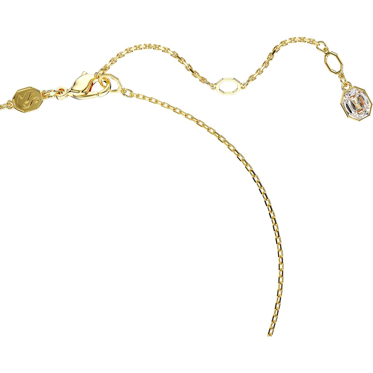 Swarovski Halskette aus vergoldetem Metall mit einem facettierten Kristallanhänger.