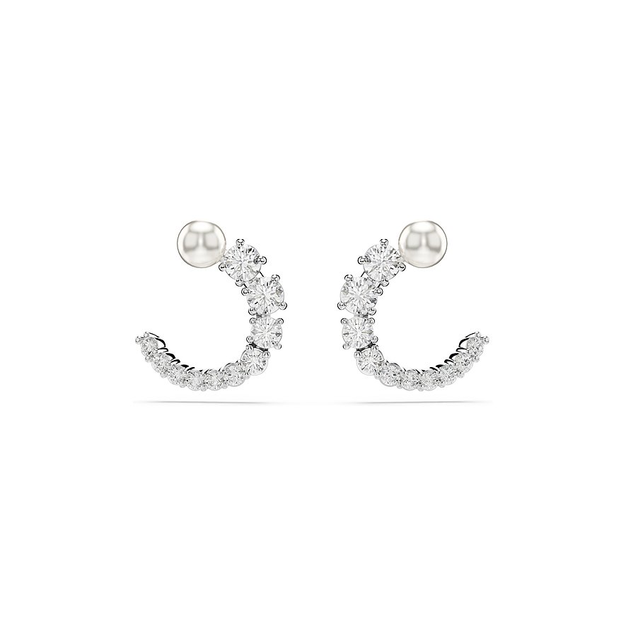 Swarovski Creolen Matrix, Swarovski-Kristall, Damen, Metall, weiß
