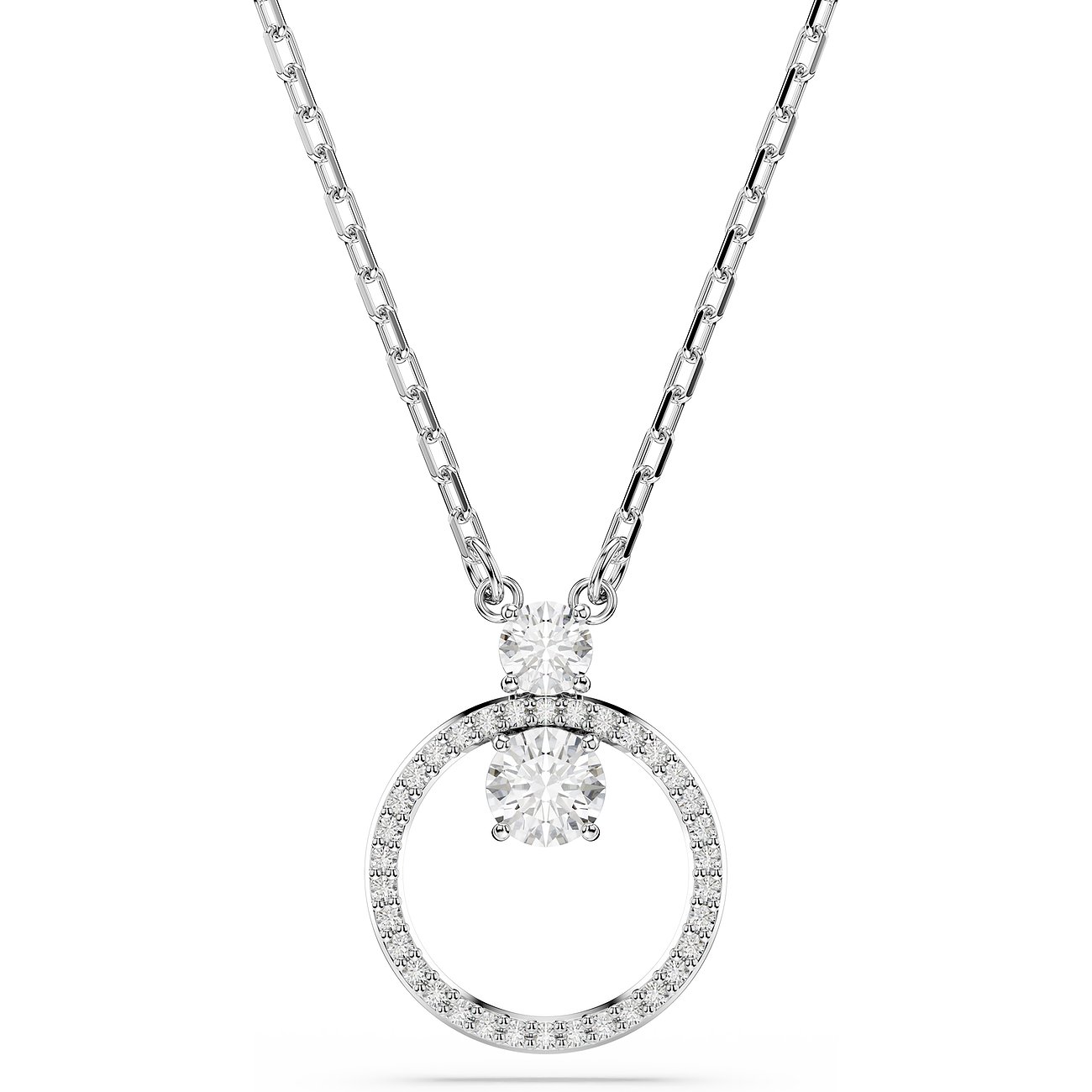 Swarovski ketting van metaal met kristallen, cirkelvormige hanger.