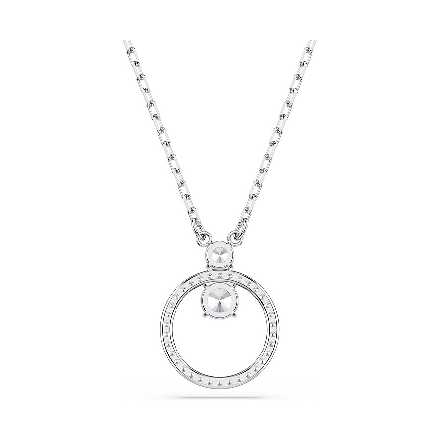 Swarovski ketting van metaal met kristallen, hanger met cirkel en steenzetting.
