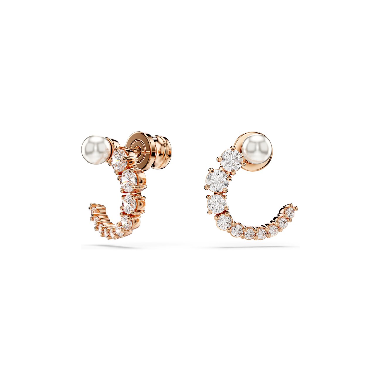Swarovski Ohrstecker aus rosévergoldetem Metall mit weißen Kristallen.