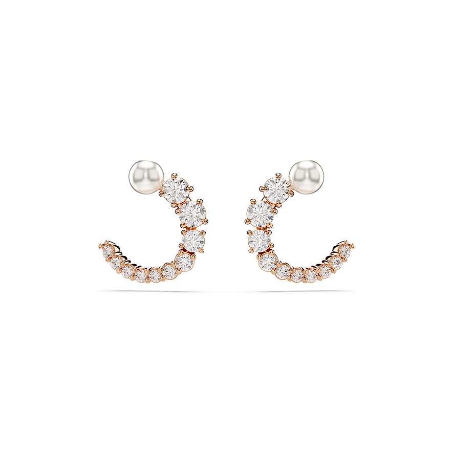 Swarovski Ohrhänger aus rosévergoldetem Metall mit Kristallen und Perlen.