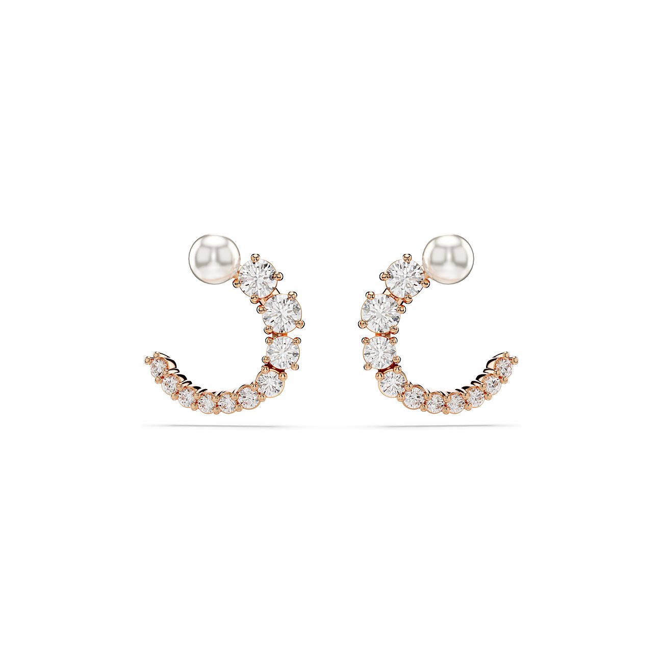 Swarovski Ohrhänger aus rosévergoldetem Metall mit Kristallen und Perlen.