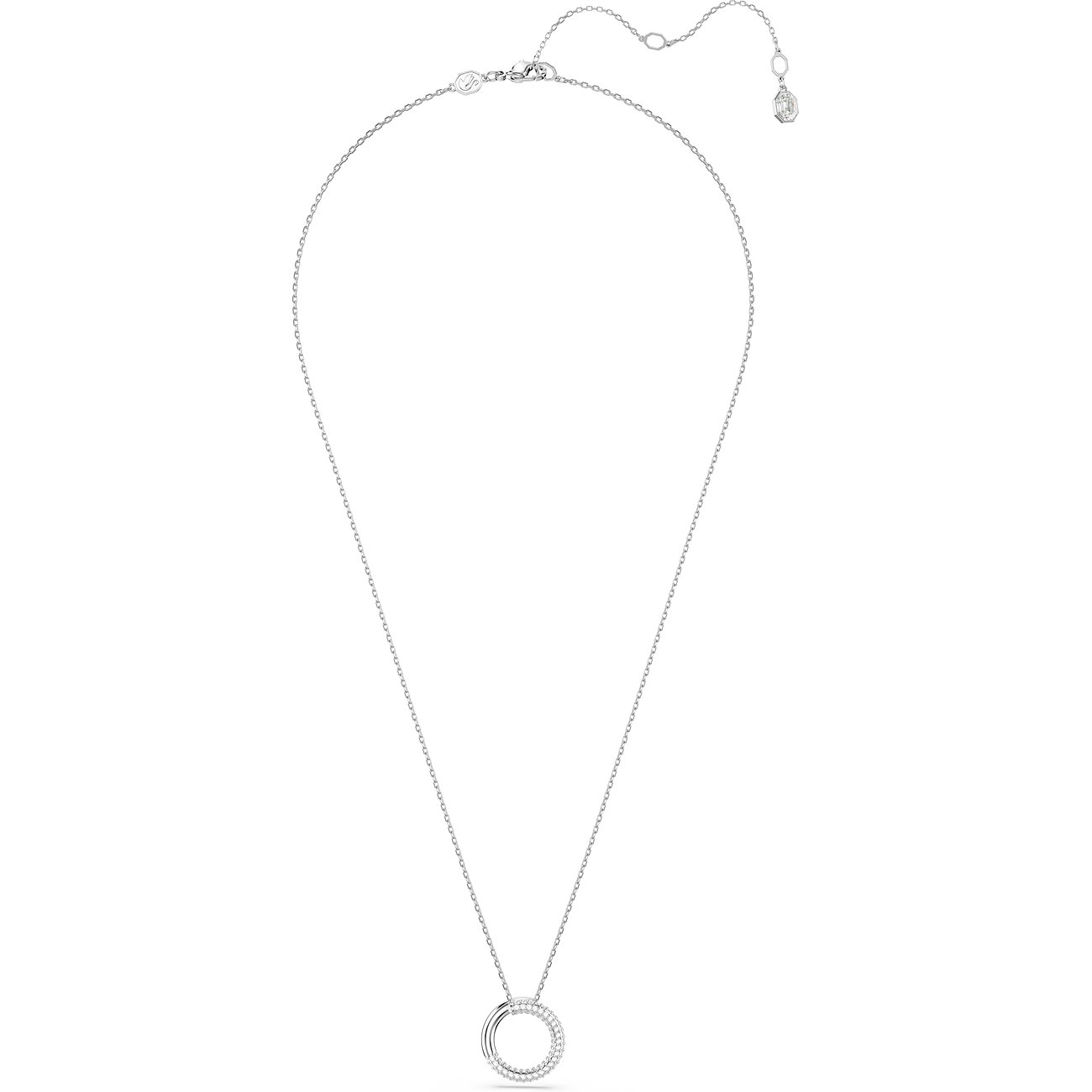 Swarovski Halskette aus rhodiniertem Metall mit weißen Kristallen.