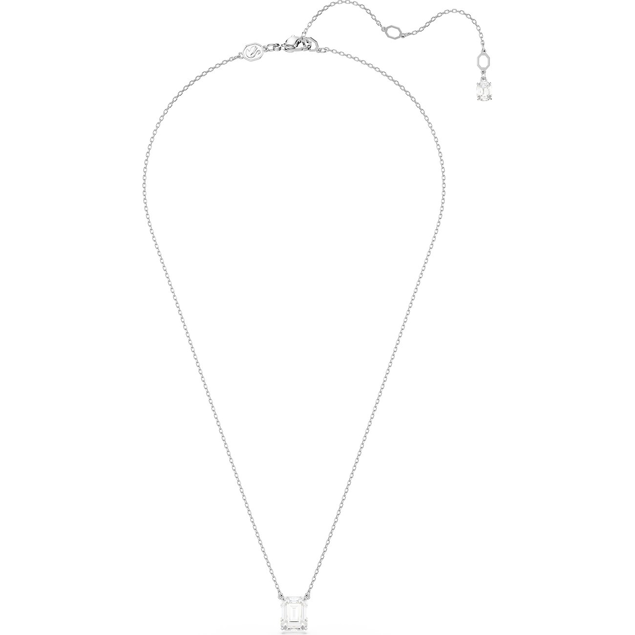 Swarovski Halskette aus Metall mit einem rechteckigen Swarovski-Kristall.