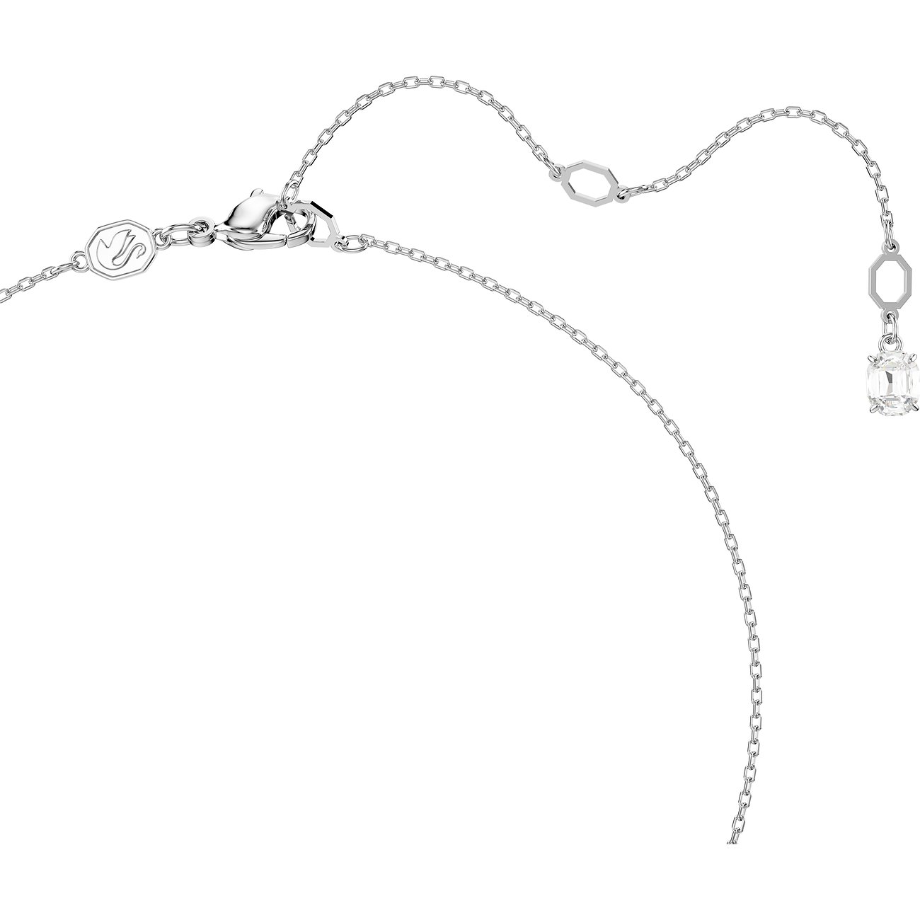 Swarovski Halskette aus Metall mit Kristallanhänger und achteckigem Element.