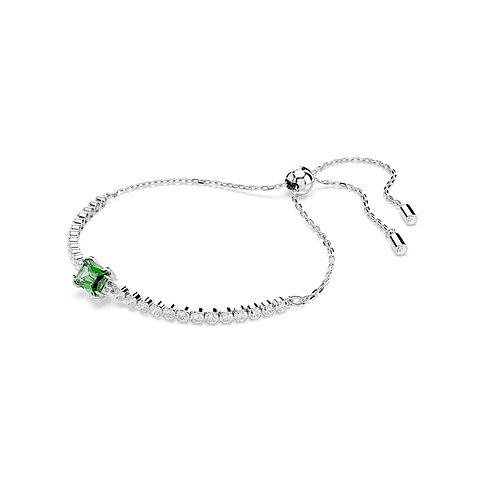 Swarovski Armband aus Metall mit grünen und weißen Kristallen.