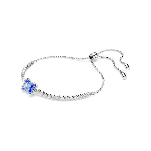 Swarovski Armband aus Metall mit blauem und weißen Steinen.