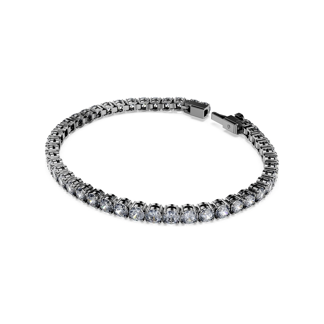 Swarovski Armband aus Metall mit weißen Kristallen und einem Karabinerverschluss.